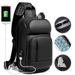 Water Repellent Crossbody Bags With USB Charging For Travel_0