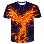 3D Fire Phoenix Round Neck T-Shirt