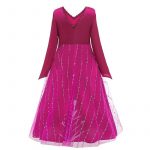 Fronzen 2 Purple Princess Elsa Dress Cosplay Costume for Girls_1